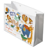 野生のサファリ動物の子供の誕生日パーティー ラージペーパーバッグ (正面アングル)