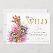 野生のサファリ動物の子供の誕生日パーティー 招待状 (正面)