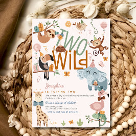 野生のサファリ動物の子供の誕生日パーティー 招待状