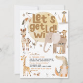 野生のサファリ動物の子供の誕生日パーティー 招待状 (正面)