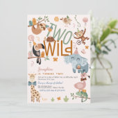 野生のサファリ動物の子供の誕生日パーティー 招待状 (スタンド正面)