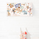 野生のサファリ動物の子供の誕生日パーティー 横断幕 (インサイチュ)