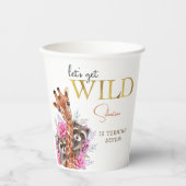 野生のサファリ動物の子供の誕生日パーティー 紙コップ (正面)