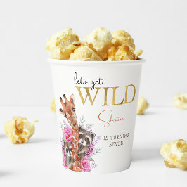 野生のサファリ動物の子供の誕生日パーティー 紙コップ