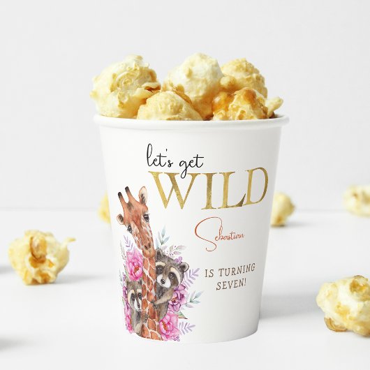 野生のサファリ動物の子供の誕生日パーティー 紙コップ
