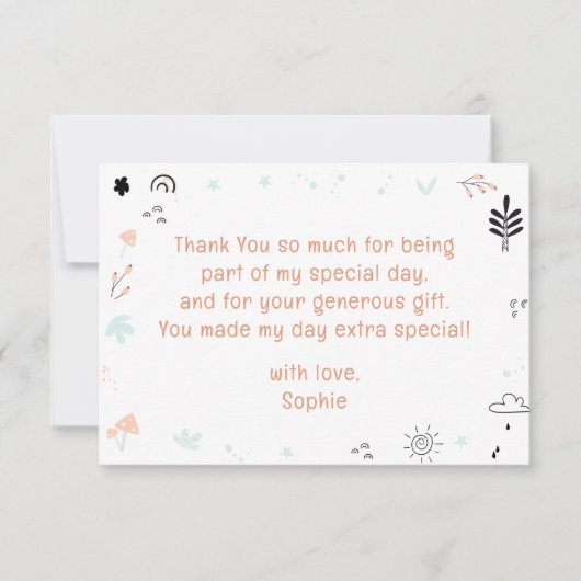 野生のサファリ動物の子供の誕生日 サンキューカード (正面)