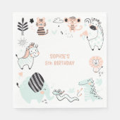 野生のサファリ動物の子供の誕生日 スタンダードランチョンナプキン (正面)