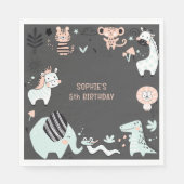 野生のサファリ動物の子供の誕生日 スタンダードランチョンナプキン (正面)