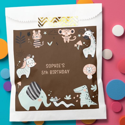 野生のサファリ動物の子供の誕生日 フェイバーバッグ