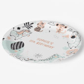 野生のサファリ動物の子供の誕生日 ペーパープレート (アングル)