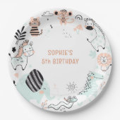 野生のサファリ動物の子供の誕生日 ペーパープレート (正面)