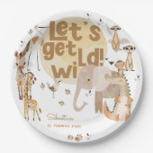 野生のサファリ動物の子供の誕生日 ペーパープレート (正面)