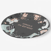 野生のサファリ動物の子供の誕生日 ペーパープレート (アングル)