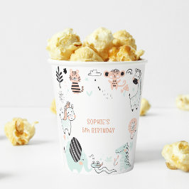 野生のサファリ動物の子供の誕生日 紙コップ