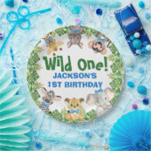 野生のサファリ動物の少年ファースト誕生日 ペーパープレート (パーティー)