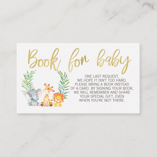 野生のサファリ動物の本の要求挿入物 エンクロージャーカード (正面)