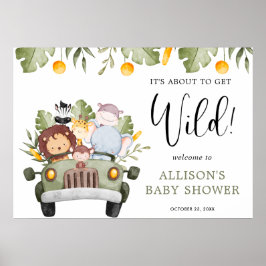 野生のサファリ動物の男の子のシャワーを取得する ポスター