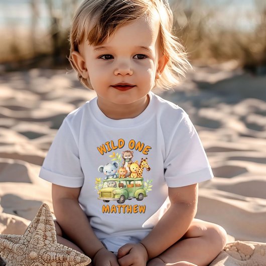 野生のサファリ動物の男の子の誕生日 トドラーTシャツ