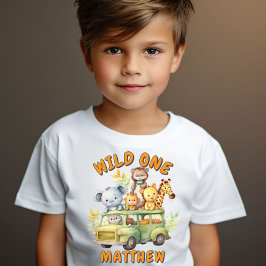 野生のサファリ動物の男の子の誕生日 Tシャツ