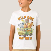野生のサファリ動物の男の子の誕生日 Tシャツ (正面)