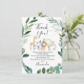 野生のサファリ動物の花輪　サンキューカード 招待状 (スタンド正面)