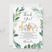 野生のサファリ動物の花輪　サンキューカード 招待状 (正面)