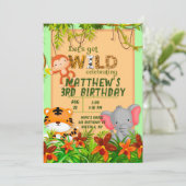 野生のサファリ動物の誕生日パーティーを取得しようInvita 招待状 (スタンド正面)