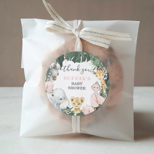 野生のサファリ動物の赤ちゃんシャワーお気に入りシール ラウンドシール