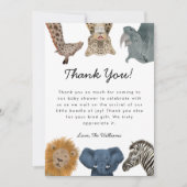 野生のサファリ動物の赤ちゃんシャワー男女兼用 サンキューカード (正面)