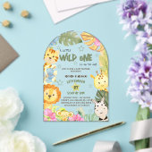 野生のサファリ動物の赤ちゃんシャワー アクリル招待状 (インサイチュ (ウェディング))