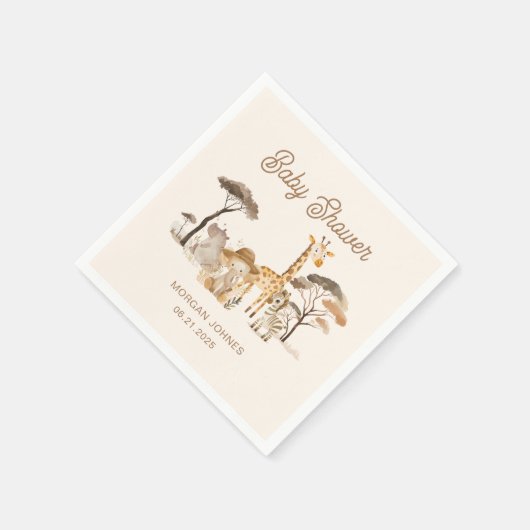 野生のサファリ動物の赤ちゃんシャワー スタンダードカクテルナプキン (角)