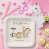 野生のサファリ動物の赤ちゃんシャワー ペーパープレート (パーティー)