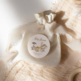 野生のサファリ動物の赤ちゃんシャワー ラウンドシール