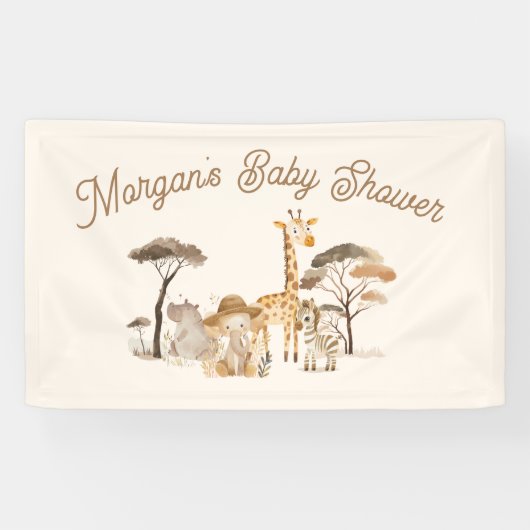 野生のサファリ動物の赤ちゃんシャワー 横断幕 (横)