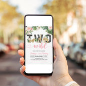 野生のサファリ動物の2人の女の子の誕生日 招待状