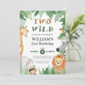 野生のサファリ動物の2歳誕生日 招待状 (スタンド正面)