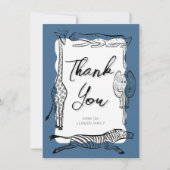 野生のサファリ動物フレームデニムブルー サンキューカード (正面)