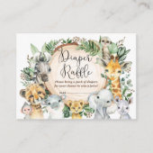 野生のサファリ動物ベビーシャワーおむつラッフル エンクロージャーカード (正面)