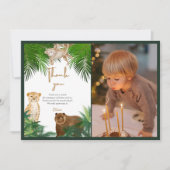 野生のサファリ4歳の誕生日4回 サンキューカード (正面)