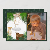 野生のサファリ4歳の誕生日4回 サンキューカード (正面/裏面)