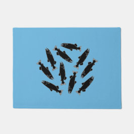 野生のサーモンピンクの魚パターン ドアマット