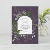 野生のシダ緑の紫のリハ結婚ーサルディナー 招待状 (スタンド正面)