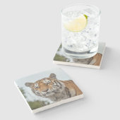 野生のシベリアの虎 ストーンコースター (横)