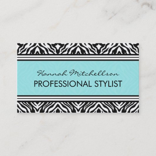 野生のシマウマの専門の名刺のティール（緑がかった色） 名刺 (正面)