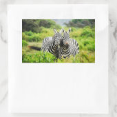 野生のシマウマ 長方形シール (バッグ)