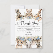 野生のジャングルアニマルサファリベイビーシャワーボーイ サンキューカード (正面)