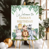 野生のジャングルアニマル誕生日ウェルカムサイン ポスター