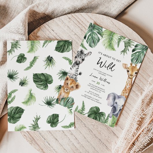 野生のジャングルサファリの赤ちゃんシャワーを取得する予定 招待状