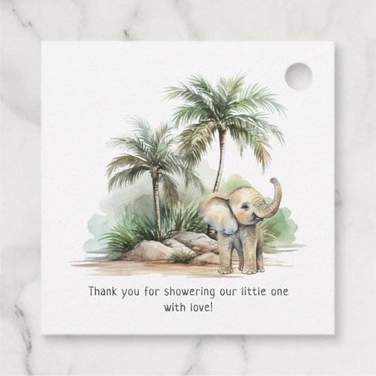 野生のジャングルサファリ動物の赤ちゃんシャワーありがとう フェイバータグ (裏面)