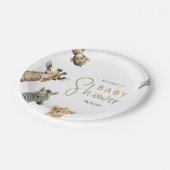 野生のジャングルサファリ動物の赤ちゃんシャワー ペーパープレート (アングル)